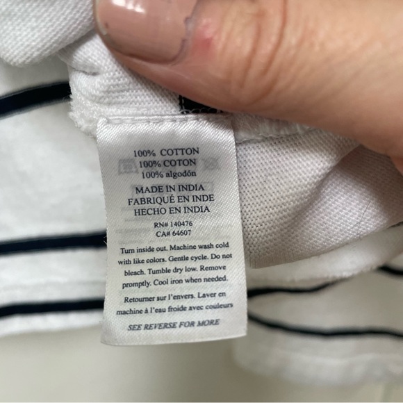 Faherty Shirt Women’s Size Small White Blue Rugby Striped Coastal 100% Cotton - Picture 4 of 6